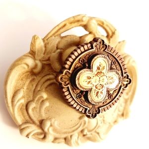 Antique Gold victorian etched morning brooch victorian hair brooch
